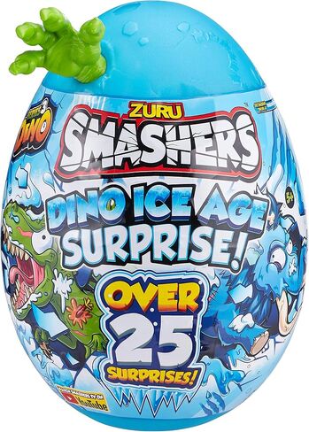 Smashers Dino Ice Age Raptor Series 3 by ZURU Surprise Egg with Over 25 Surprises! - Slime, Dinosaur Toy, Collectibles, Toys for Boys and Kids (Raptor) , Blue in Kuwait