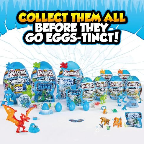 Smashers Dino Ice Age Raptor Series 3 by ZURU Surprise Egg with Over 25 Surprises! - Slime, Dinosaur Toy, Collectibles, Toys for Boys and Kids (Raptor) , Blue in Kuwait