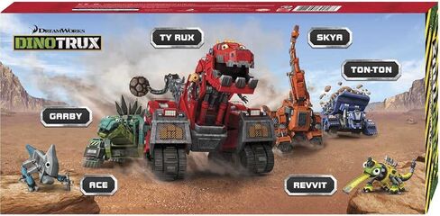 مجموعة سيارات العاب مكونة من 6 شخصيات من دينوتروكس، نصف ديناصور ونصف مركبة بناء، تتضمن تاي روكس، تون وسكيا in Kuwait