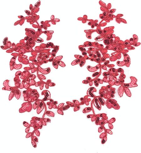 Heyiwell 1 Pair Peacock Blue Embroidered Applique Flower Patches for Sew on Bridal Wedding Ballet Dress Lace Decor 9"x4" Inch in Kuwait