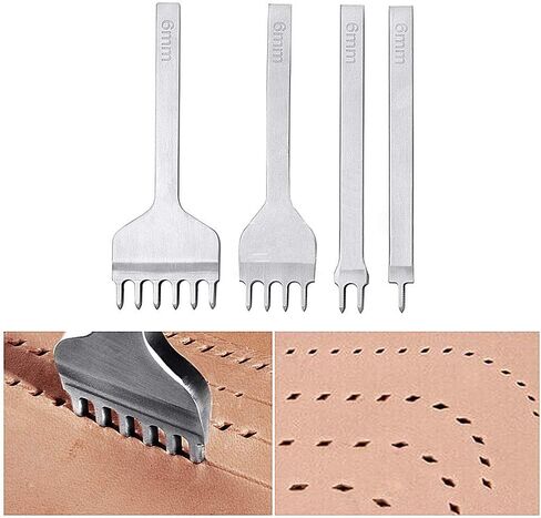 Leather Craft Tool Hole Punches 1+2+4+6 Prong Lacing Stitching Punch, Craft Kits (4mm) in Kuwait