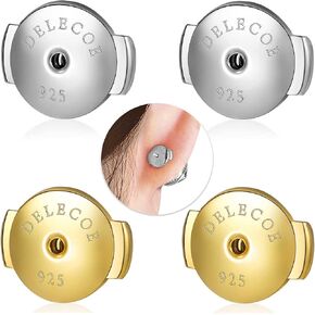 2 Paris Sterling Silver Locking Earring Backs Replacements for Diamond Studs, 18K White Gold Plated Screw Earring Backs, Secure Hypoallergenic Secure Earring Backs, No Fading Comfort Earring Backs in Saudi Arabia