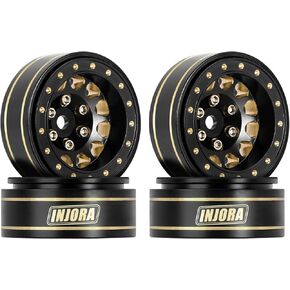 جنوط عجلة INJORA 1.0 Plus نحاسية لسيارة SCX24 TRX4M FCX24 1/24 1/18 RC الزاحفة (ذهبي أسود)