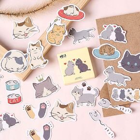 Small Size Scrapbook Stickers, 45pcs Doraking Boxed DIY Decoration Super Cute Cats Stickers for Laptop Planners Scrapbook Suitcase Diary Notebooks Album(Sweet Cats, 45pcs/ Box)