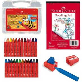 Faber-Castell Beeswax Crayons in Durable Storage Case, 12 Vibrant Colors