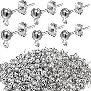 Hicarer 180 Pcs Ball Post Earring Stud with Butterfly Earring, Silver, Gold in Saudi Arabia