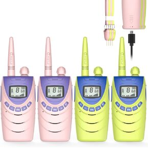 Rechargeable Walkie Talkies for Kids, 22 Channels FRS Walkie Talkies, Long Range Kids Walkie Talkies for Boys/Girls Toys Gifts,Outdoor Activities, Camping, Hiking - 2 Pack