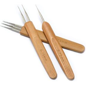 Luwigs 3pcs/Set 0.5mm Dreadlock Crochet Hook for Hair (1 Hook, 2 Hooks,3 Hooks) Dreadlock Needle Tool for Braid Bamboo Dreadlock Crochet Hook Dreadlocks Crochet Needle for Dreads Tool