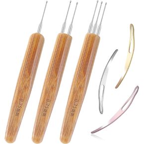 6PCS Dreadlock Crochet Needle for Dreadlocks 0.5mm, Durable Dreadlock Crochet Hooks for Hair with Interlocking Tool, Excellent for Maintaining Real Dread Loc