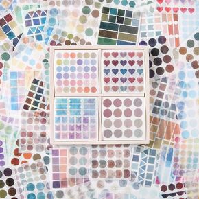 PUDIS 100 Sheet Washi Dots Stickers Scrapbook Stickers Colorful Decorative Journal Sticker Decoration Labels for DIY Journal Planner Scrapbooking Album Journal Supplies (100 Sheets) in Kuwait