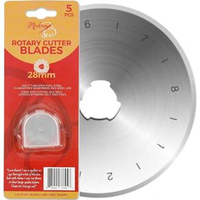 Madam Sew 60mm Rotary Cutter Replacement Blades, 5 Tungsten Steel Blades | Cuts Thick Layers of Fabric, Felt, Leather and Vinyl – Compatible with Fiskars, Olfa, Clover and Other Brands