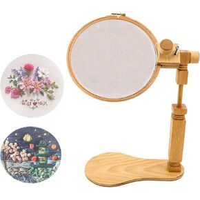 حامل إطار مطرز دوار، إطار تطريز خشبي قابل للدوران، لمعظم أحجام الأعمال الفنية والخياطة اليدوية وزينة الأطواق لعيد الميلاد (1) in Kuwait