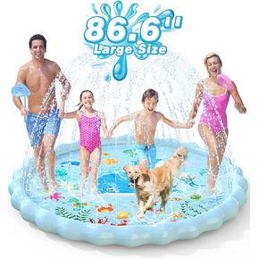 EPN Splash Pad، مقاس 86.6 بوصة، سجادة لعب كبيرة جدًا للرش، ممتعة للأطفال، ألعاب مائية صيفية أكثر سمكًا في الهواء الطلق، حمام سباحة للأطفال الصغار من سن 3 إلى 12 عامًا، الأولاد والبنات in Kuwait