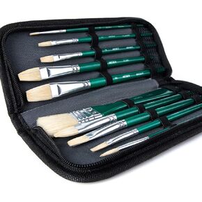 ARTIFY Paint Brush Set, 10 Pieces Paint Brushes for Acrylic Painting with case, Nylon Hair Brushes for Acrylic, Watercolor, Oil and Gouache Painting, White