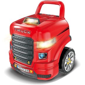 The Bubble Factory Truck Mechanic Engine Workshop (Red) - Cool Take Apart and Rebuild Engine with Remote Control Car Key, Battery-Powered with Lights & Realistic Sound Effects, Pretend Play - 3 Years+