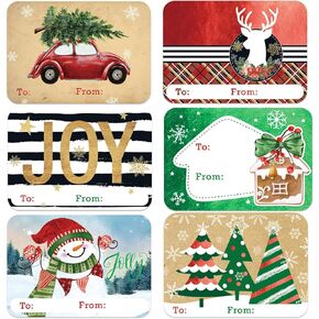 80-Count Large Foil Christmas Gift Tag Stickers, 8 Large Designs - Xmas to and from Christmas Name Tags for Wrapping-Holiday Present self-Adhesive Gift Labels in Kuwait