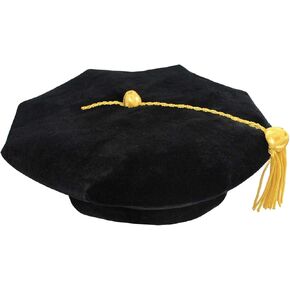 TngHui Deluxe Doctoral Graduation Tam with Gold Bullion Tassel for Higher Level Master and Doctorate Ceremonies