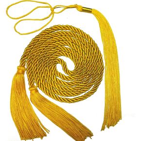 حبال التخرج مع شرابات ذهبية، حزام حبل مضفر مقاس 68 بوصة للبكالوريوس والماجستير والطبيب وتزيين ثوب المدرسة، شرابات صفراء مقاس 17.5 بوصة للحرف اليدوية، إشارة مرجعية، سلسلة مفاتيح، حبل شرف طويل للكلية in Kuwait