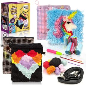 Latch Hook Pouch and Needlepoint Cross Body Bag