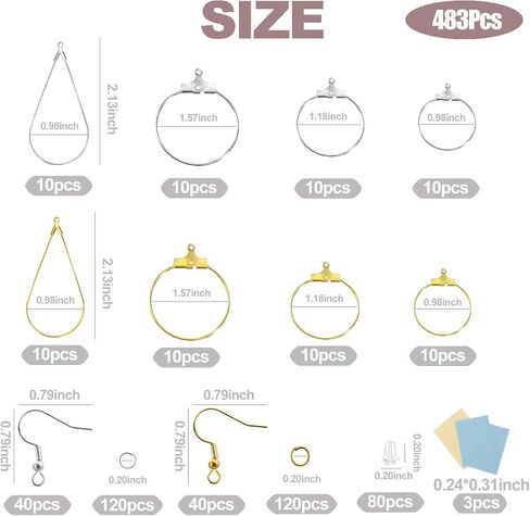 XKCWXY 483Pcs Earring Making Kit with Beading Hoops and Earring Findings in Kuwait