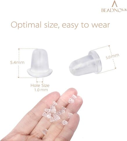 ظهر أقراط BEADNOVA للأزرار من المطاط والبلاستيك والسيليكون وظهر واضح وآمن مثقوب وسدادة أمان ولا يسبب الحساسية وظهر أقراط الخطاف (200 قطعة) in Kuwait