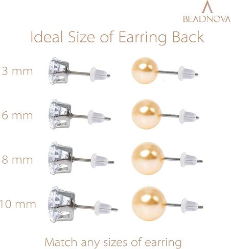 ظهر أقراط BEADNOVA للأزرار من المطاط والبلاستيك والسيليكون وظهر واضح وآمن مثقوب وسدادة أمان ولا يسبب الحساسية وظهر أقراط الخطاف (200 قطعة) in Kuwait
