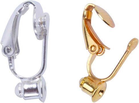 BronaGrand 20 Pieces Earring Clip Backs Clip-on Earring Converter Components Findings with Post for None Pierced Ears, Silver and Gold in Kuwait