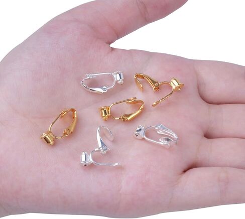 BronaGrand 20 Pieces Earring Clip Backs Clip-on Earring Converter Components Findings with Post for None Pierced Ears, Silver and Gold in Kuwait