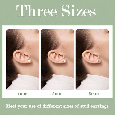 120Pcs Ball Earring Posts Stud with Loop, Hypoallergenic Round Ball Earring Posts Stainless Steel with 120 Pcs Butterfly Ear Back for DIY Jewelry Making Findings, 4 mm 5 mm 6 mm (Silver) in Kuwait