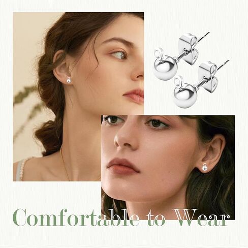 120Pcs Ball Earring Posts Stud with Loop, Hypoallergenic Round Ball Earring Posts Stainless Steel with 120 Pcs Butterfly Ear Back for DIY Jewelry Making Findings, 4 mm 5 mm 6 mm (Silver) in Kuwait