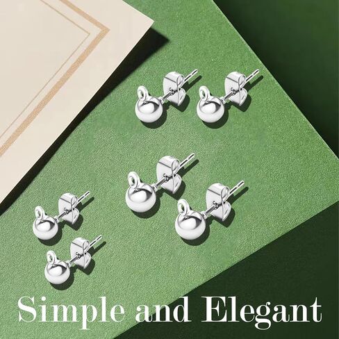 120Pcs Ball Earring Posts Stud with Loop, Hypoallergenic Round Ball Earring Posts Stainless Steel with 120 Pcs Butterfly Ear Back for DIY Jewelry Making Findings, 4 mm 5 mm 6 mm (Silver) in Kuwait