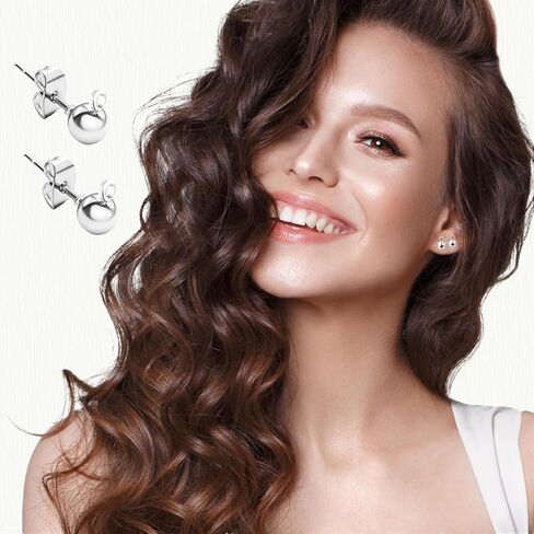 120Pcs Ball Earring Posts Stud with Loop, Hypoallergenic Round Ball Earring Posts Stainless Steel with 120 Pcs Butterfly Ear Back for DIY Jewelry Making Findings, 4 mm 5 mm 6 mm (Silver) in Kuwait