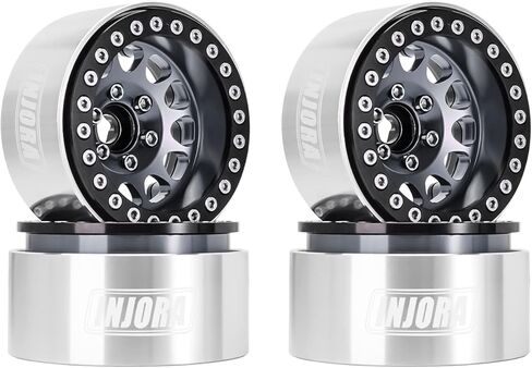 INJORA 1.9 Beadlock عجلة طبق عميق إزاحة سلبية 10.4 مم حافة عجلة لـ 1/10 RC Crawler Auto Axial SCX10 90046 AXI03007 TRX4 VS4-10 Gen8 MST CFX (أسود ورمادي) in Saudi Arabia
