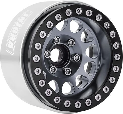 INJORA 1.9 Beadlock عجلة طبق عميق إزاحة سلبية 10.4 مم حافة عجلة لـ 1/10 RC Crawler Auto Axial SCX10 90046 AXI03007 TRX4 VS4-10 Gen8 MST CFX (أسود ورمادي) in Saudi Arabia