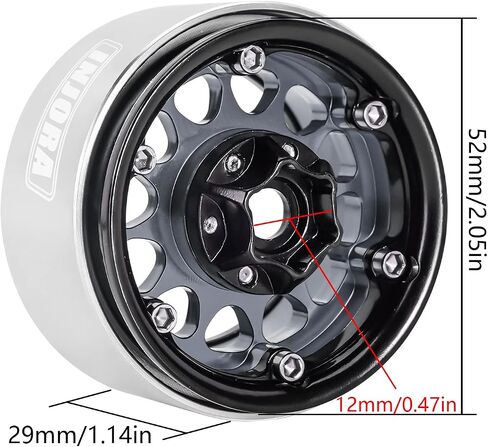 INJORA 1.9 Beadlock عجلة طبق عميق إزاحة سلبية 10.4 مم حافة عجلة لـ 1/10 RC Crawler Auto Axial SCX10 90046 AXI03007 TRX4 VS4-10 Gen8 MST CFX (أسود ورمادي) in Saudi Arabia
