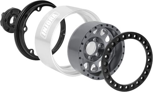 INJORA 1.9 Beadlock عجلة طبق عميق إزاحة سلبية 10.4 مم حافة عجلة لـ 1/10 RC Crawler Auto Axial SCX10 90046 AXI03007 TRX4 VS4-10 Gen8 MST CFX (أسود ورمادي) in Saudi Arabia