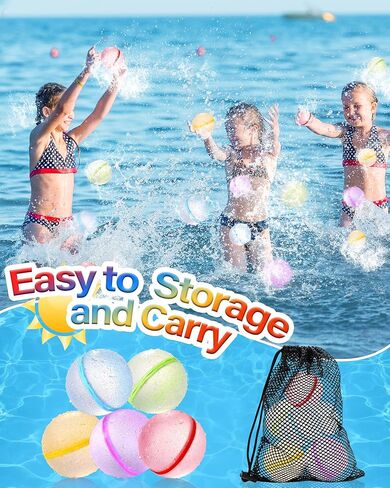 ALTOR Reusable Water Balloons, Magnetic Self Sealing Quick Fill Water Balloons, Latex-Free Silicone Water Balloons, No Pick UP after Water Fight Games, Summer Toys for Kids Adults (Classic-15 Pcs) in Kuwait