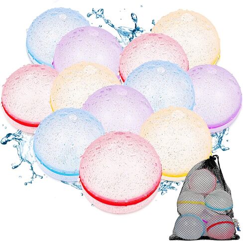 ALTOR Reusable Water Balloons, Magnetic Self Sealing Quick Fill Water Balloons, Latex-Free Silicone Water Balloons, No Pick UP after Water Fight Games, Summer Toys for Kids Adults (Classic-15 Pcs) in Kuwait