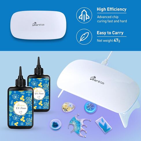 Bsrezn 200g UV Resin Kit with Light, Clear UV Epoxy Resin Cure for Jewelry in Saudi Arabia