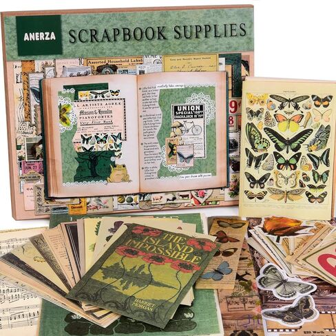 ANERZA 531 PCS Vintage Scrapbooking Supplies Stickers, Aesthetic Scrapbook Paper Art Journaling Kit for Bullet Journals, Ephemera for Junk Journal, Washi Stickers, Cottagecore Decoupage for Adults in Kuwait