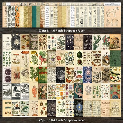 ANERZA 531 PCS Vintage Scrapbooking Supplies Stickers, Aesthetic Scrapbook Paper Art Journaling Kit for Bullet Journals, Ephemera for Junk Journal, Washi Stickers, Cottagecore Decoupage for Adults in Kuwait