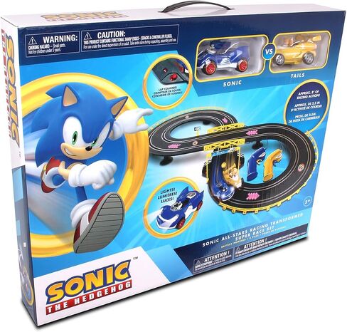 NKOK Sonic & Tails RC Slot Car Set Race Set Vehicle, Black, Cars Rase on Figure-8 Track, Features a Lap Counter, Perfect Item for Kids, Ages 5 and up in Saudi Arabia
