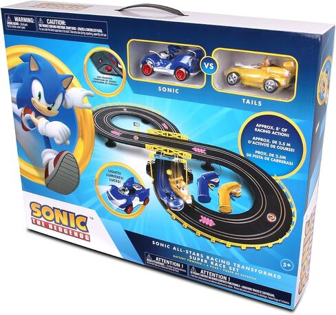 NKOK Sonic & Tails RC Slot Car Set Race Set Vehicle, Black, Cars Rase on Figure-8 Track, Features a Lap Counter, Perfect Item for Kids, Ages 5 and up in Saudi Arabia