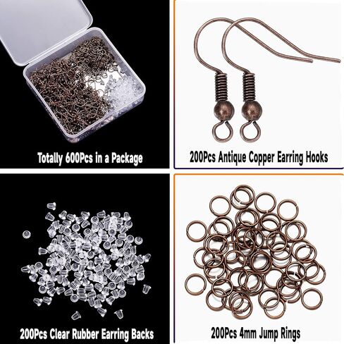 600Pcs Hypoallergenic Earring Hooks, Gold Earring Making Kit, with Earring Backs and Jump Rings for Jewelry Making (Gold) in Kuwait