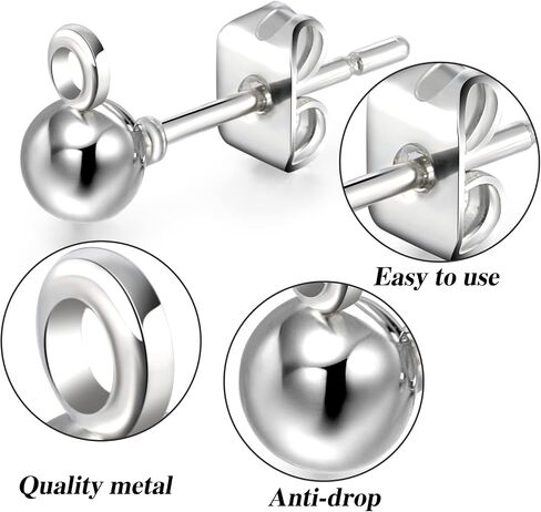 Hicarer 180 Pcs Ball Post Earring Stud with Butterfly Earring, Silver, Gold in Kuwait