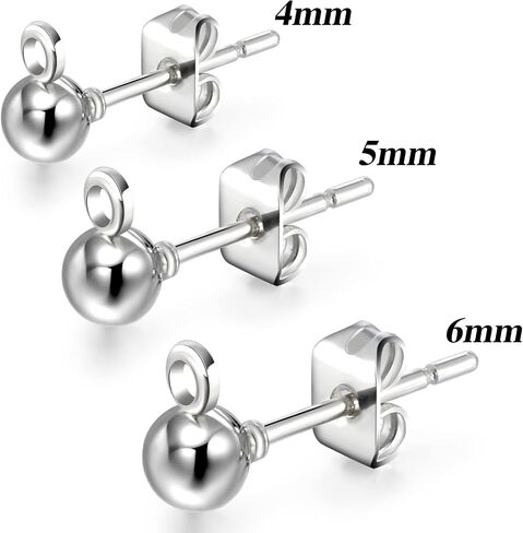Hicarer 180 Pcs Ball Post Earring Stud with Butterfly Earring, Silver, Gold in Kuwait