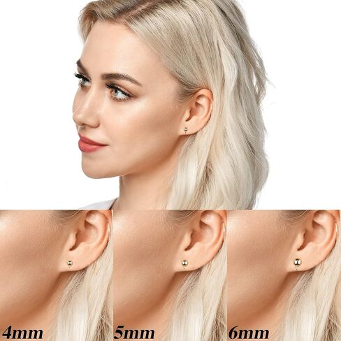 180 Pieces Ball Post Earring Stud with 200 Pieces Butterfly Ear Back Earrings with Loop for DIY Jewelry Making Findings, 4 mm 5 mm 6 mm (Gold) in Saudi Arabia
