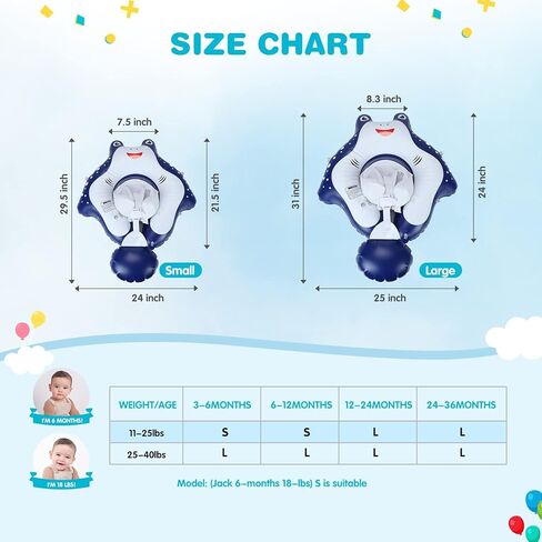 Keriday Baby Pool Float for 3-36 Months, Baby Swim Float with Canopy, Beach Toys for Toddlers 1-3 Years Old, Baby Floatie Pool Accessories, No Flip Over Swimming Float with Tail in Kuwait