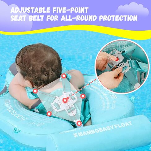 GENTEACO Newest Mambobaby Baby Swim Float with Canopy Non-Inflatable Infant Pool Float with Tail 3-24 Months Avoid Flip Solid Skin-Friendly Material for Toddler Boys Girls in Kuwait