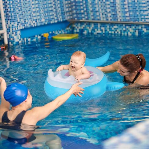 عوامة حمام سباحة للأطفال مع مظلة UPF50+ للحماية من الشمس، عوامة أطفال قابلة للنفخ ألعاب مائية ألعاب صيفية عوامة سباحة للأطفال لحمام السباحة من عمر 6 إلى 36 شهرًا in Kuwait